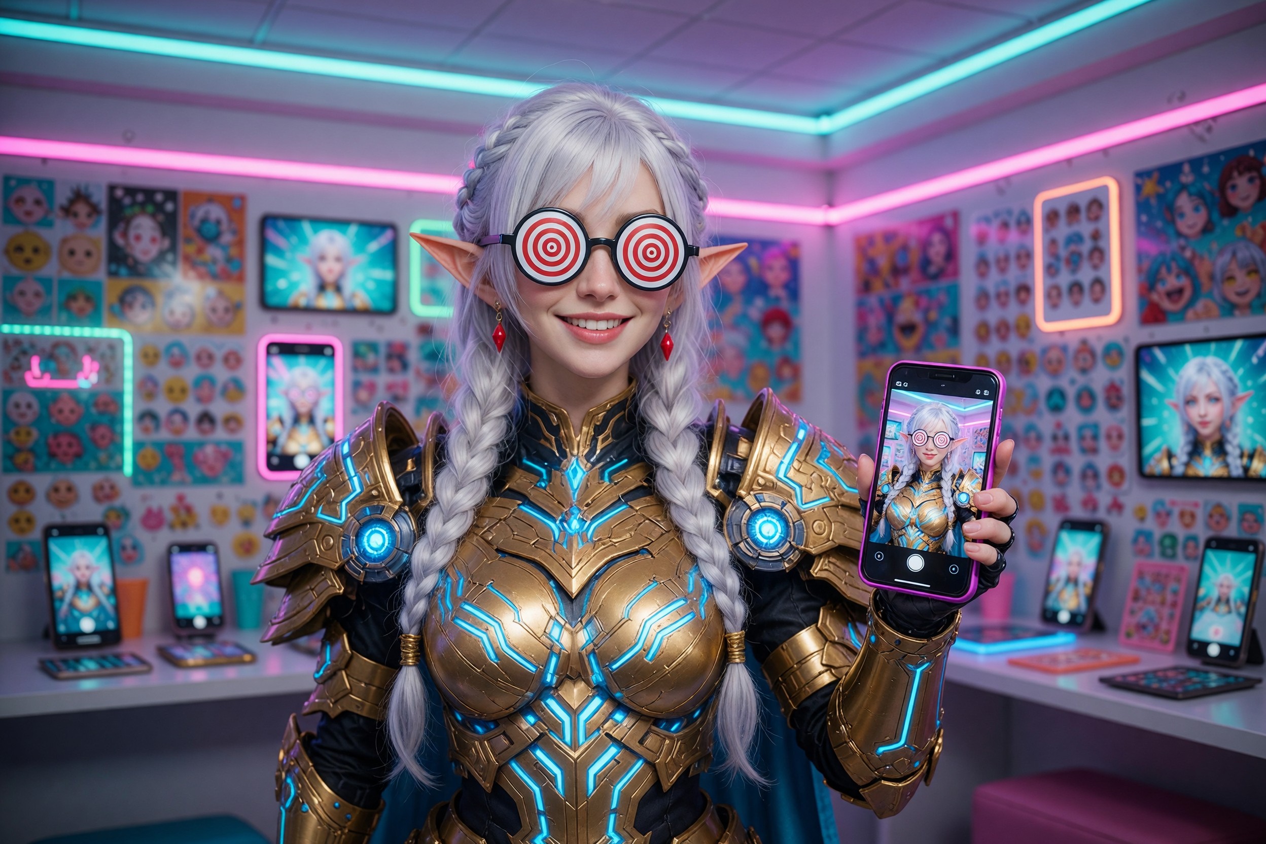 Example character sharing stills with spiral glasses